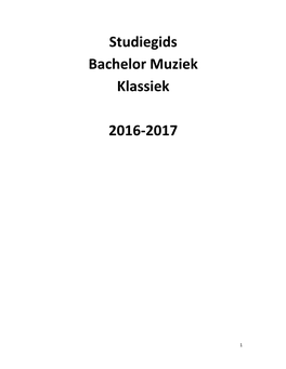 Studiegids Bachelor Muziek Klassiek 2016-2017