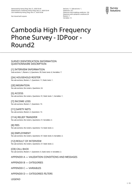 Cambodia High Frequency Phone Survey - Idpoor - Round2