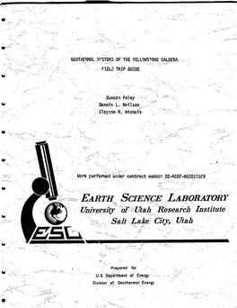 Geothermal Systems of the Yellowstone Caldera Field Trip Guide