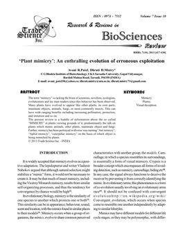 Plant Mimicry Evolution of Erroneous Exploitation