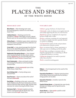 PLACES and SPACES of the White House