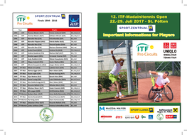 12. ITF-Madainitennis Open 22.-29. Juli 2017