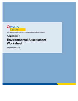 Appendix F Environmental Assessment Worksheet September 2019