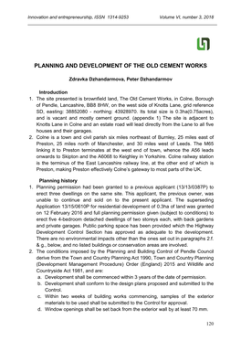 Planning and Development of the Old Cement Works