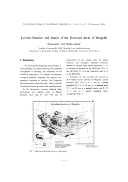 Current Situation and Future of the Protected Areas of Mongolia