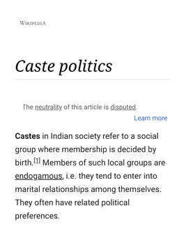 Caste Politics