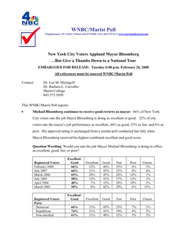 WNBC/Marist Poll Poughkeepsie, NY 12601  Phone 845.575.5050  Fax 845.575.5111