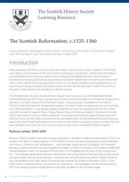 Scottish Reformation, C.1525-1560