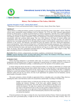 International Journal of Arts, Humanities and Social Studies Website: ISSN(Online): 2582-3647 Volume 3; Issue 4; Jul-Aug 2021; Page No