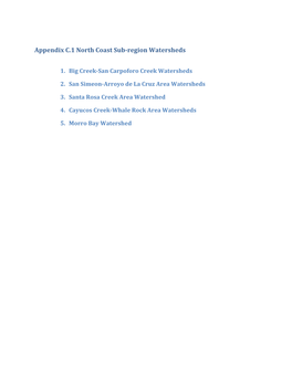 Appendix C.1 North Coast Sub-Region Watersheds