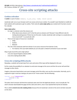 Cross-Site Scripting Attacks