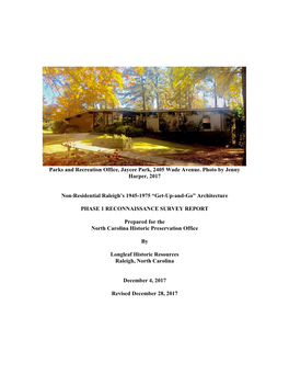 Reconnaissance Survey Report for Non-Residential Raleigh, 2017