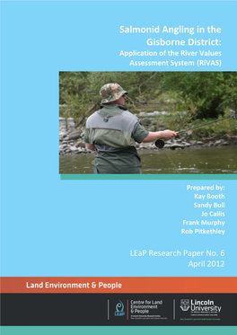 Salmonid Angling in the Gisborne District: Application of the River Values Assessment System (Rivas)