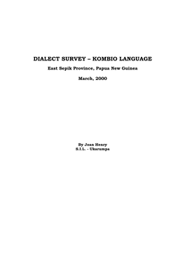Dialect Survey – Kombio Language