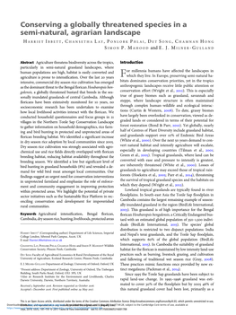 Conserving a Globally Threatened Species in a Semi-Natural, Agrarian Landscape