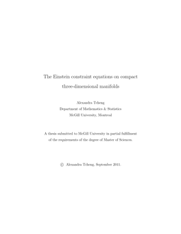 The Einstein Constraint Equations on Compact Three-Dimensional Manifolds