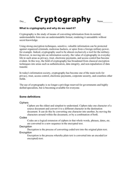 Cryptography Lecture