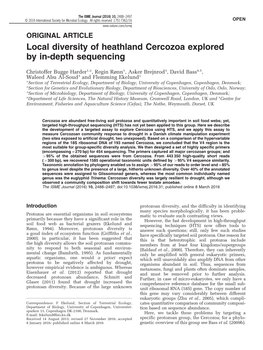 Local Diversity of Heathland Cercozoa Explored by In-Depth Sequencing