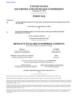 United States Securities and Exchange Commission Form 10-K Hewlett Packard Enterprise Company