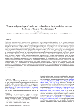 Texture and Petrology of Modern River, Beach and Shelf Sands in A