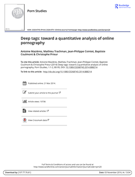 Deep Tags: Toward a Quantitative Analysis of Online Pornography