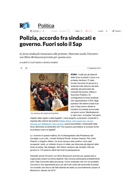 Polizia, Accordo Fra Sindacati E Governo. Fuori Solo Il Sap