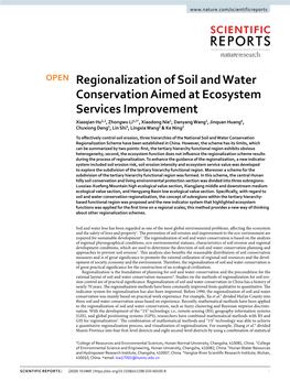 Regionalization of Soil and Water Conservation Aimed at Ecosystem