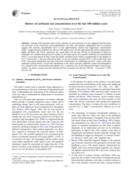 History of Carbonate Ion Concentration Over the Last 100 Million Years