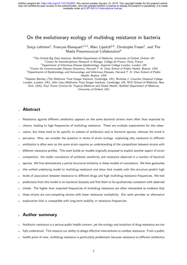 On the Evolutionary Ecology of Multidrug Resistance in Bacteria