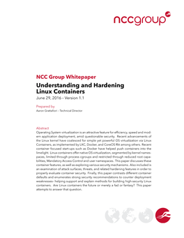 Understanding and Hardening Linux Containers June 29, 2016 – Version 1.1