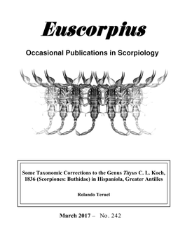 Scorpiones: Buthidae) in Hispaniola, Greater Antilles