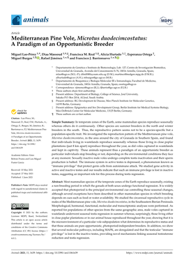 Mediterranean Pine Vole, Microtus Duodecimcostatus: a Paradigm of an Opportunistic Breeder