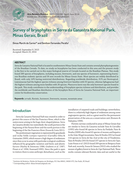 Survey of Bryophytes in Serra Da Canastra National Park, Minas Gerais, Brazil