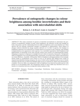 Prevalence of Ontogenetic Changes in Colour Brightness Among Benthic Invertebrates and Their Association with Microhabitat Shifts