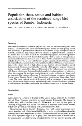 Population Sizes, Status and Habitat Associations of the Restricted-Range Bird Species of Sumba, Indonesia