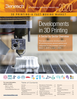 3D Printing Quarterly Report—Q22020 3D PRINTING–A FAST-MOVING MARKET Developments in 3D Printing a Sector by Sector Overview