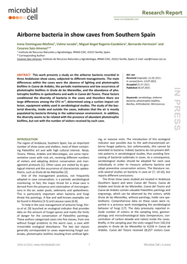 Airborne Bacteria in Show Caves from Southern Spain