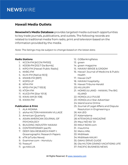 Hawaii Media Outlets