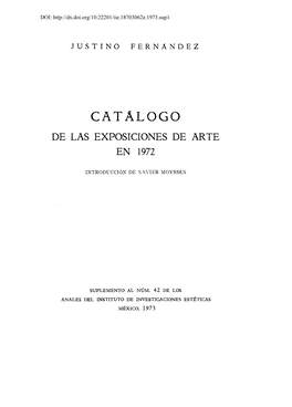 Catalogo De Las Exposiciones De Arte En 1972