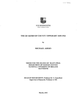 The Quakers of County Tipperary 1655-1924