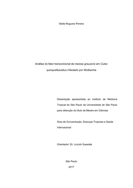 Análise Do Fator Transcricional De Meiose Grauzone Em Culex