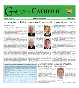 Redemptorist Fathers to Leave Diocese of Biloxi at Year's