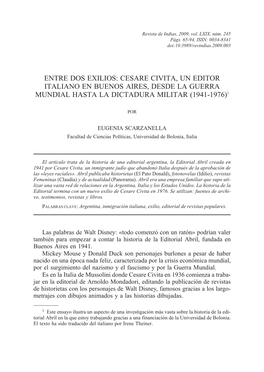 Cesare Civita, Un Editor Italiano En Buenos Aires, Desde La Guerra Mundial Hasta La Dictadura Militar (1941-1976)1