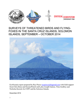 Surveys of Threatened Birds and Flying Foxes, Santa Cruz Islands