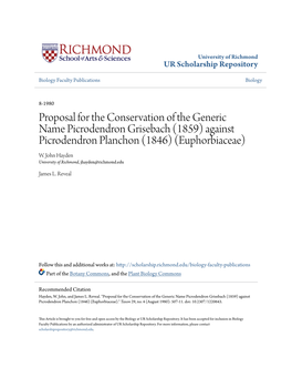 (1859) Against Picrodendron Planchon (1846) (Euphorbiaceae) W