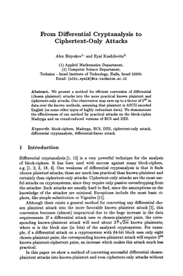 From Differential Cryptanalysis to Ciphertext-Only Attacks