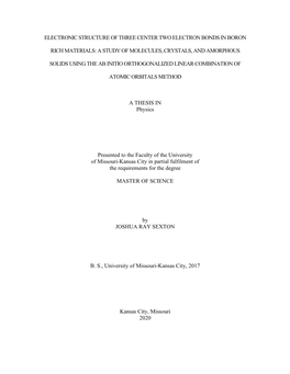 Electronic Structure of Three Center Two Electron Bonds in Boron