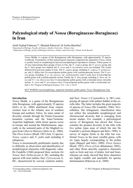 Palynological Study of Nonea (Boraginaceae-Boragineae) in Iran