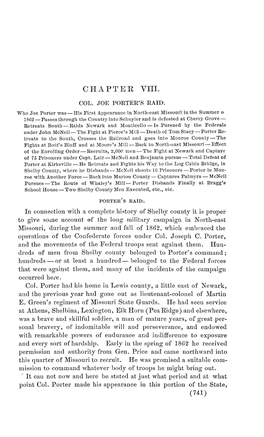 COL. JOE PORTER's RAID History of Monroe and Shelby Counties