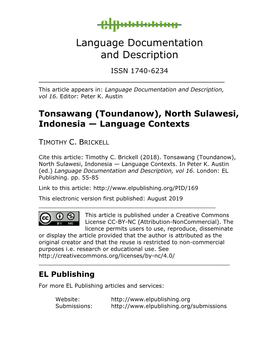 North Sulawesi, Indonesia — Language Contexts